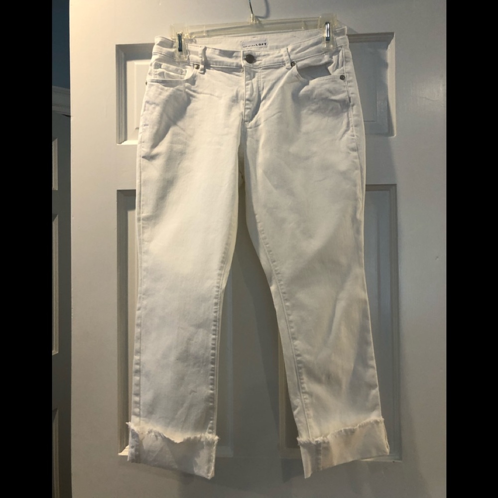 LOFT petite curvy straight white jeans